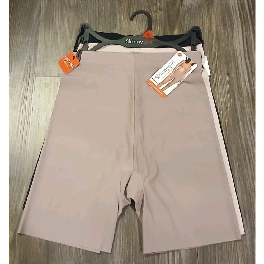 3-Pack Skinnygirl Laser Shaping Shorts Tummy Thigh 7131 Taupe/Nude/Black Sz M